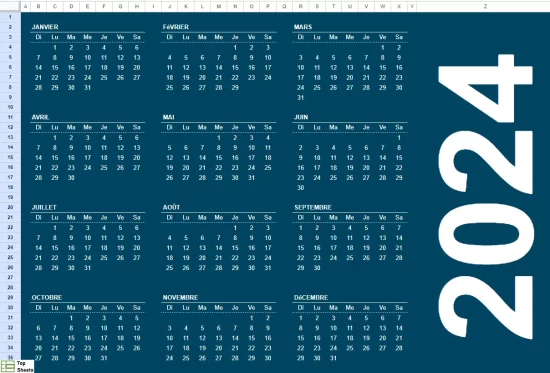 Calendrier annuel automatique Google Sheets
