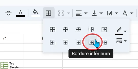 Cliquez sur l'option de bordure inférieure