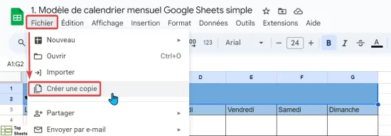 Comment faire une copie du calendrier dans Google Sheets