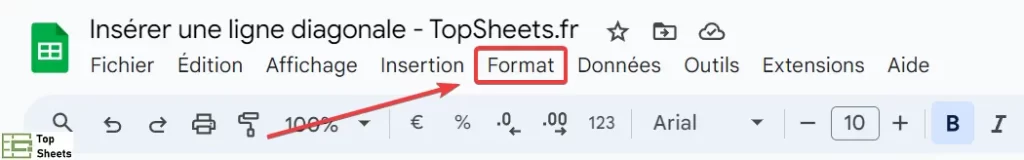 Dans la barre des menus, cliquez sur Format
