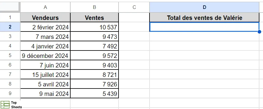 SOMME.SI avec une base de données et une condition de date