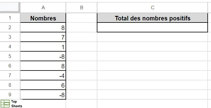 SOMME.SI base de données pour faire la somme des nombres positifs
