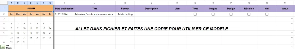 Calendrier Google Sheets (10 modèles à télécharger)