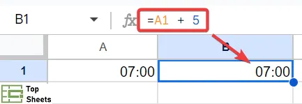 L’heure reste inchangée quand on ajoute un nombre entier dans Google Sheets