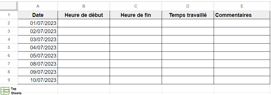 Un tableau de suivi des temps de travail avec Google Sheets