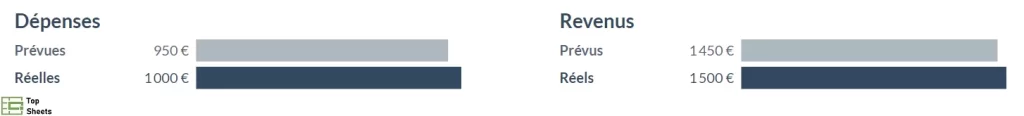 dépenses et revenus prévus et réels