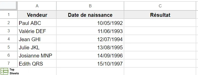 Base de données pour combiner un texte et une date