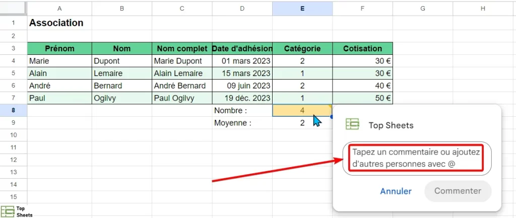 Comment identifier quelqu’un dans un commentaire