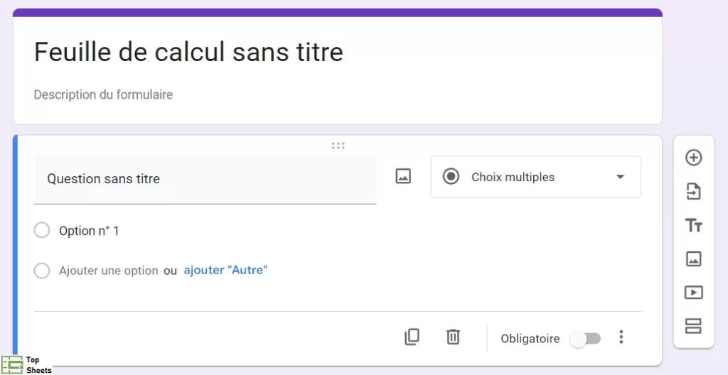 Le nouveau formulaire créé à partir de Google Sheets