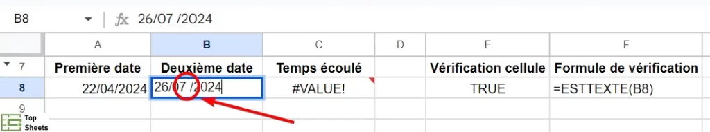 Message d'erreur de valeur à cause d'un caractère d'espacement dans une date