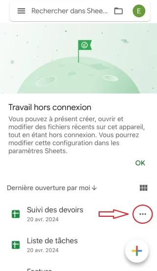 comment activer l'accès hors ligne à Google Sheets sur Smartphone
