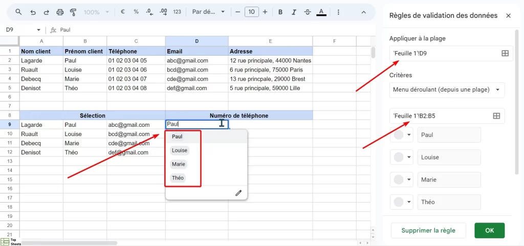 Ajouter un menu déroulant à partir de la base de données