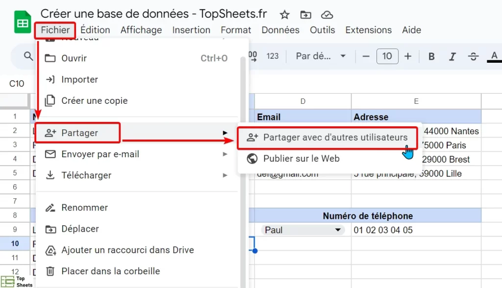 Partager l’accès à la base de données