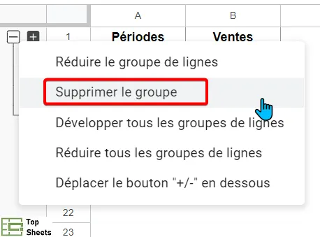 Supprimer le groupe après avoir cliqué avec le bouton droit de votre souris