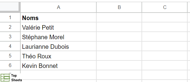 Base de données pour diviser les cellules dans Google Sheets