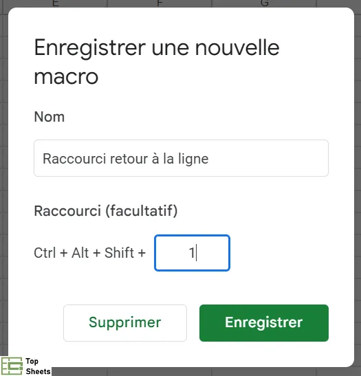 Créer un raccourci avec une macro