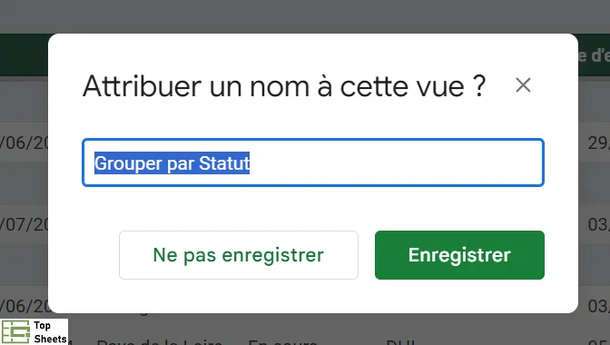 Attribuer un nom à cette vue dans les tableaux Google Sheets