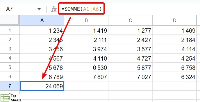 Utiliser la fonction SOMME pour additionner une colonn