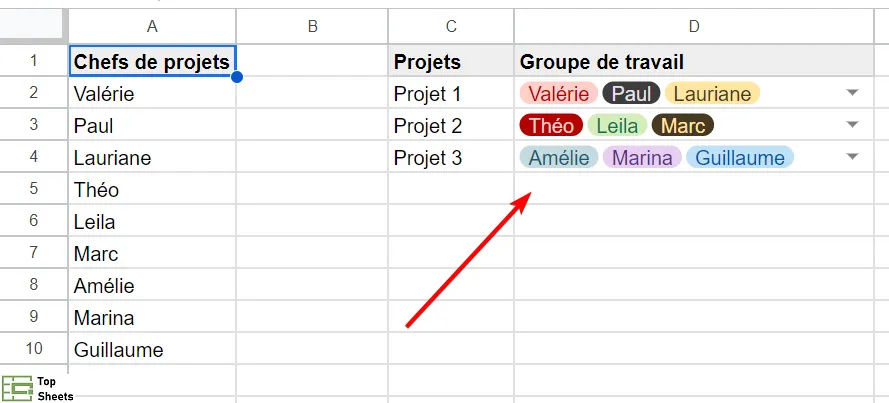 Sélection multiple dans une cellule appliquée à la gestion de projets