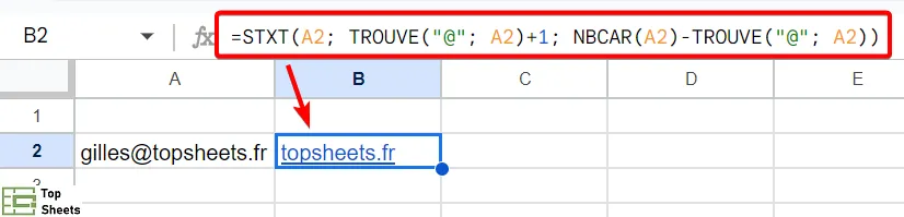 Extraire un nom de domaine avec la fonction STXT