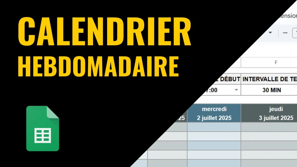 Calendrier hebdomadaire gratuit dans Google Sheets