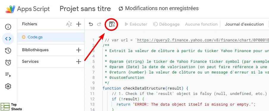 Copier le code et enregistrer